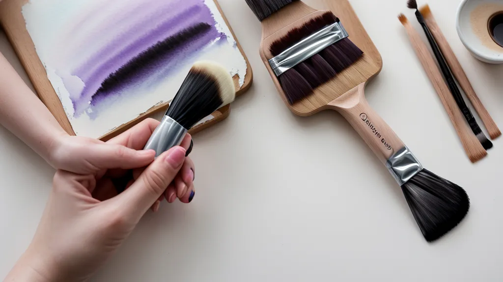 Cerdas de pincel liner acondicionadas con base coat transparente antes de retomar el mantenimiento de herramientas de mano alzada