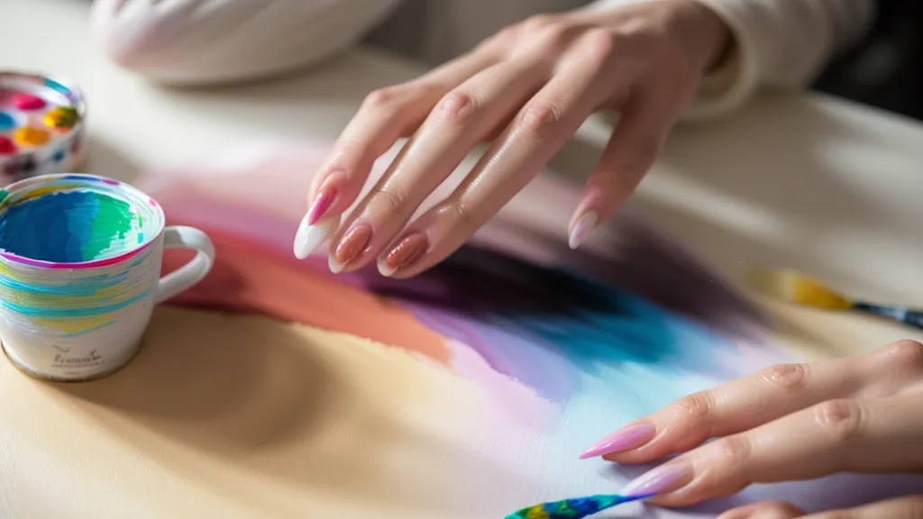 Curado de esmalte semipermanente bajo lámpara LED UV en un escritorio