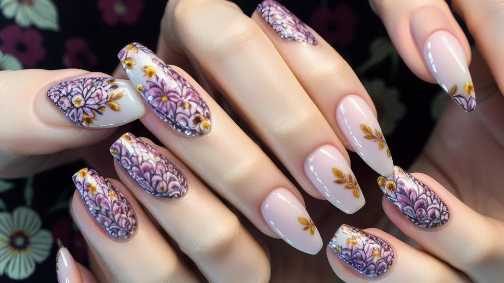Brillo final extremo en un diseño de flores a mano alzada