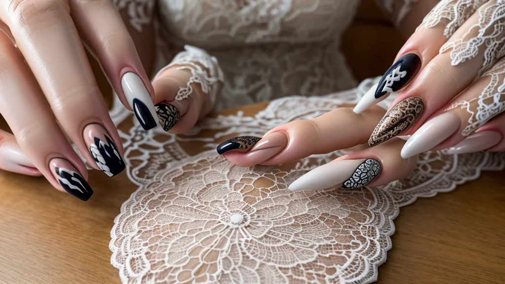 Cómo hacer diseños de encaje en uñas usando punteros y pincel fino