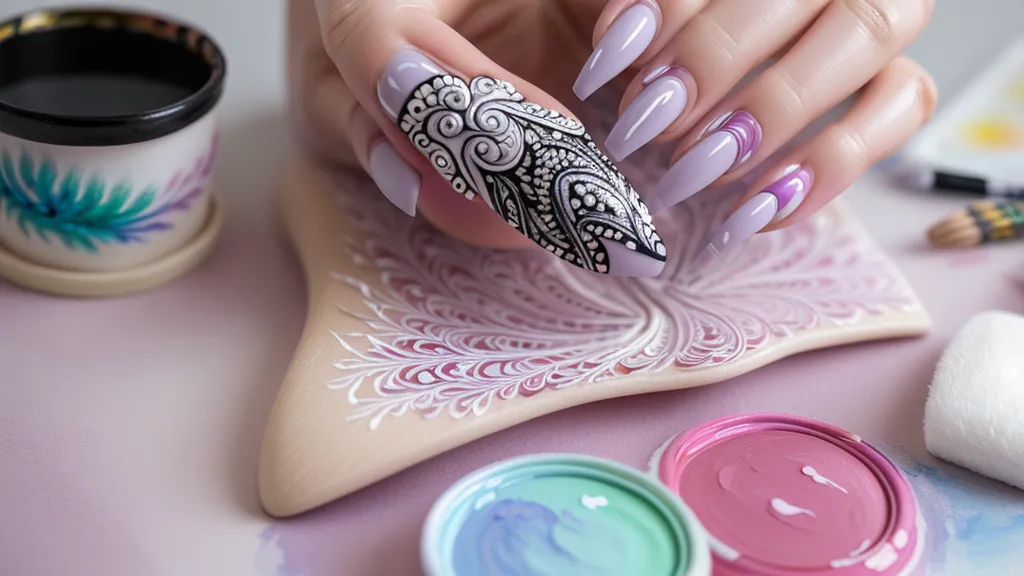 Manicura duradera con relieve en gel 3D hecha a mano alzada, técnica de nail art casero